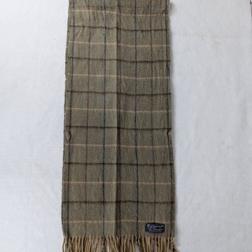 Burberry Cashmere Scarf Green | Unisex | Timeless Check Look | Fast Dispatch - Picture 3 of 6